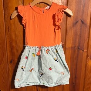 Charming Orange and Green girls Dress size 6 🌈
